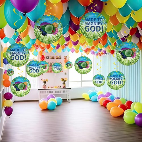 AmazingSpark 24 Pack VBS 2025 Whirly Decorations Fun Christian VBS Crafts for Kids, Spiral Paper Hanging Decorations for Sunday School Vacation Bible School Religious Classroom