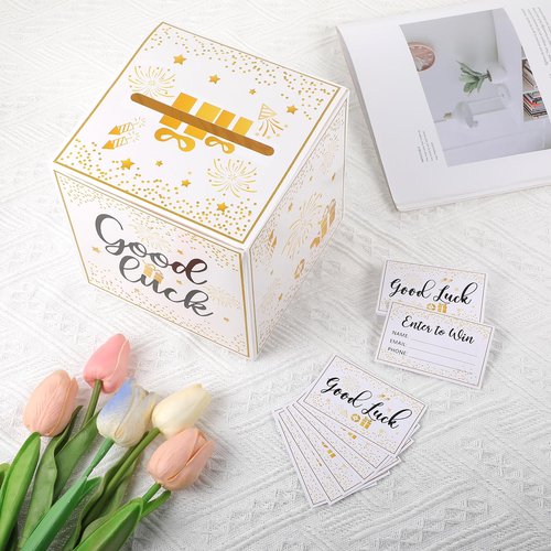 Suggestion Box With Slot With 48 Pcs Raffle Tickets Cards Cardboard Raffle Ballot Box With Slot Donation Boxes For Fundraising Collecting Business Card Voting Contest Raffles