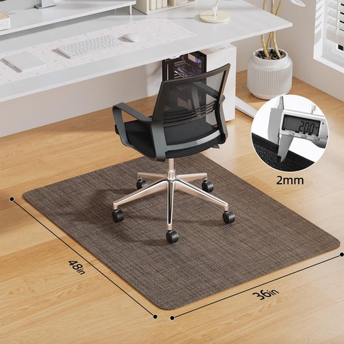 Yecaye Office Chair Mat for Hardwood Floor, 36" x 48" Under Computer Desk Floor Protects for Rolling Chair, Non Slip PVC Woven Gaming Chair Mat, Not for Carpet (Brown)