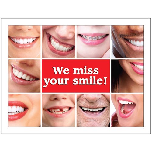 4 Up Dental Laser Appointment Reminder Postcards with Personalizable Backs. 4 Cards Micro Perforated for Tear-Off at 4.25" x 5.5" on an 8.5" x 11" Sheet of 8 Pt Card Stock. (500)