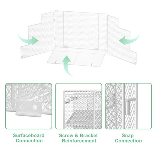 VIVSOL Desk Organizers and Accessories, 4-Tier Office Supplies Desk Organizer with 2-File Organizer with Sliding Drawer, 3 Trays and Large Capacity Pen Holder, Mesh Desk Accessories, White