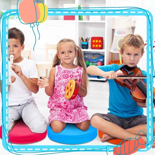 Marsui 12 Pcs Extra Thick Round Floor Cushions for Kids Toddlers 14" Flexible Seating Pillows for Classroom Elementary Daycare Preschool Playroom Reading Corner Alternative Sitting Chairs(Rainbow)