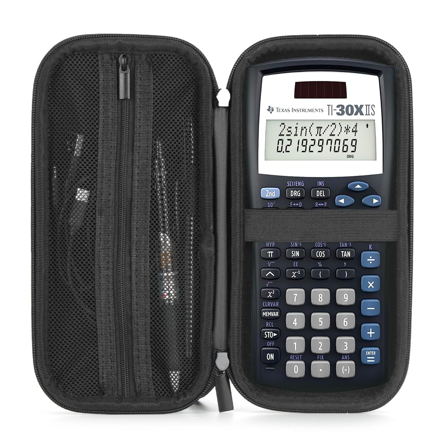 Hard Carry Case Compatible with Texas Instruments TI-30Xa, TI-30XIIS, TI-30XS MultiView, TI-36X Pro & BA II Plus | Protective Storage Pouch for Scientific/Financial Calculators (Black)