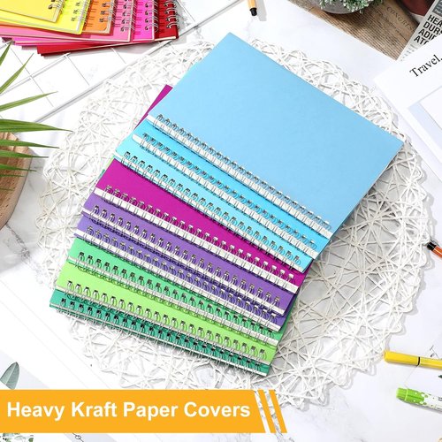 Pasimy Spiral Notebooks - 15 Pack College Ruled Journals in Pastel Colors | 8.3 x 5.5 Inch Size