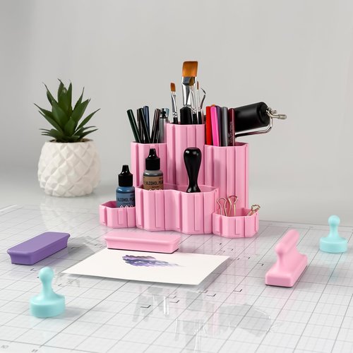 Glassboard Studio Hexaflex Organizer Set - Pen and Pencil Holder for Desk, Versatile Hexagon Design, Adjustable Dividers, 12 Color Options - Desk and Office Organization (Seaside Teal)
