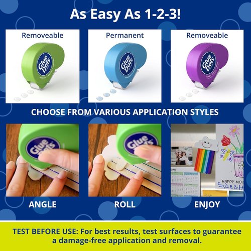 Glue Dots | Dot N' Go Glue Dot Dispenser Project Pack - 200 Permanent & Removable Adhesive Dots, 3/8-Inch