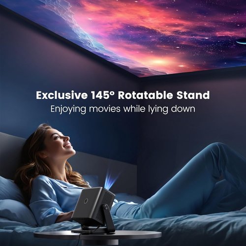 PUTRIMS S28 Mini Projector - 1080P 4K Portable Projector with WiFi, Bluetooth & Adjustable Stand