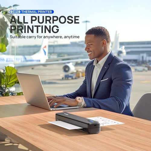 POLONO Portable Printer, D810 Inkless Bluetooth Thermal Printer Wireless for Travel, Compatible with iOS, Android, Laptop, Supports 8.5"x11" US Letter for Office, Car, Home, Black