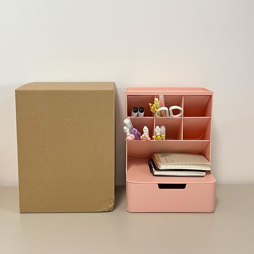 Saikvi Desk Organizer with Drawer Pink Pen Holder Workspace Organizers Office Desk Accessories and Workspace Organizers for Home Office Organization