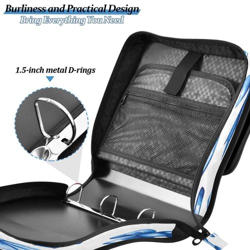Zhirexin Blue Bow 3 Ring Binder,500 Sheets Capacity Zipper Binder Organizer with Shoulder Strap & Handle