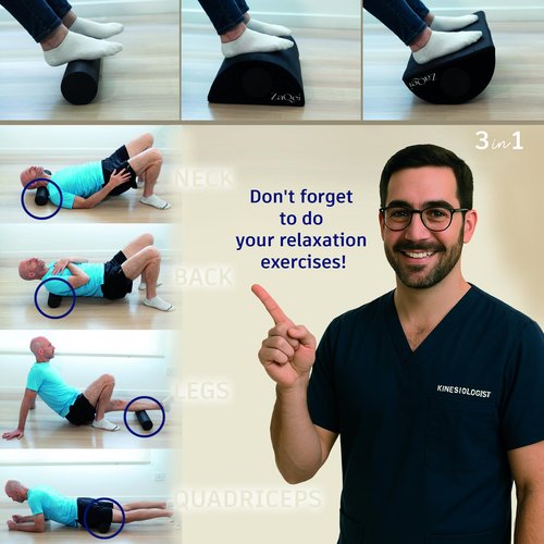 Foot Rest for Under Desk at Work, Massage Roller & Egyptian Velvet Cover, Improves Circulation & Prevents Muscle Tension, Ergonomic Foot Stool, Desk and Gaming Accessories, Office Desk Accessories.