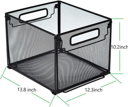 SETTFRFE Metal Mesh Hanging File Folder Organizer - Stylish Black Crate Basket for Home or Office