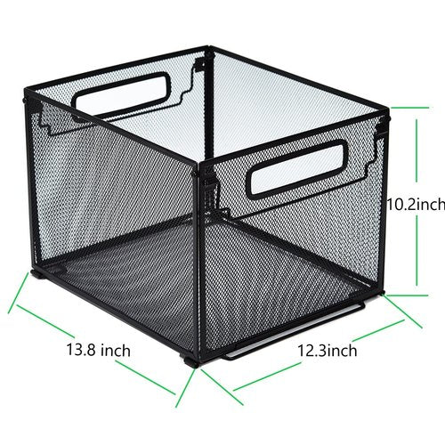 SETTFRFE 2 Pack File Organizer,Metal File Crates for Hanging Folders,Hanging Folder Organizer,Letter Size, Black