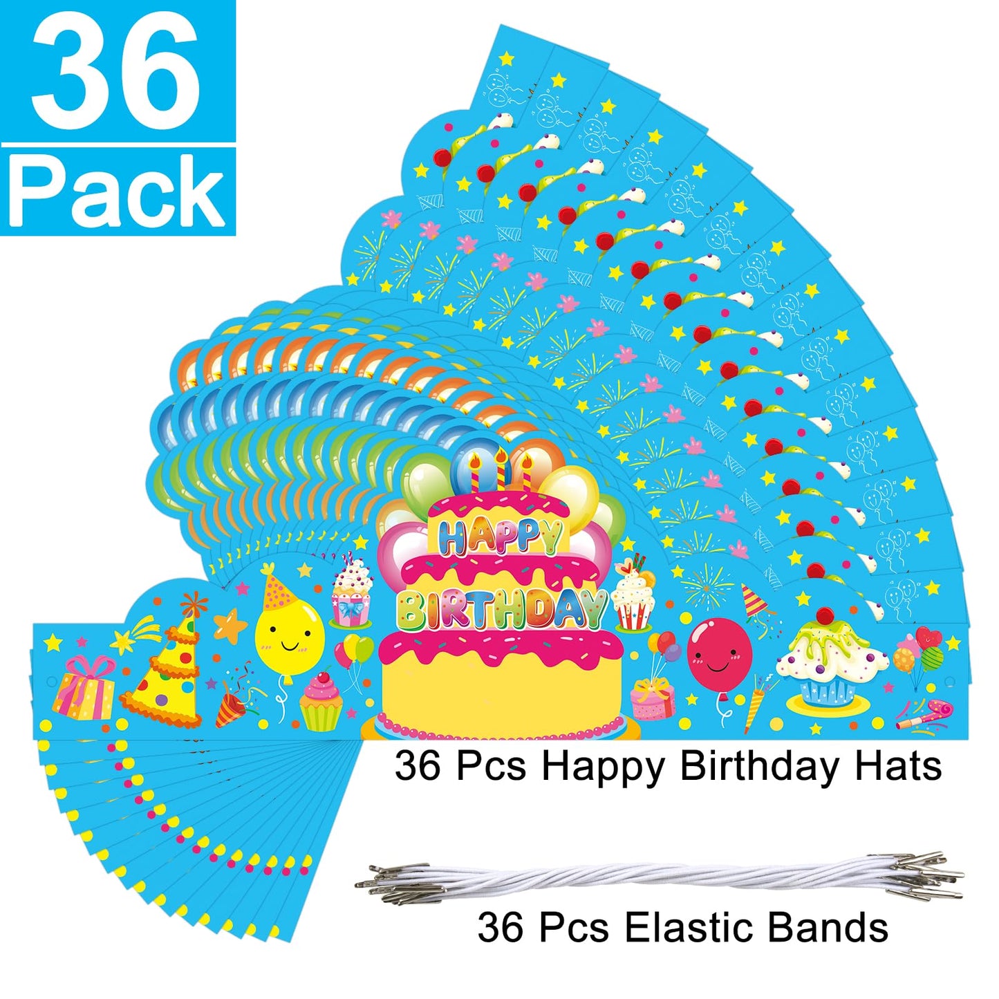 AUGTHEEP Pack of 36 Birthday Crowns for Kids - Colorful Paper Party Hats for Students Classroom School VBS Party Supplies