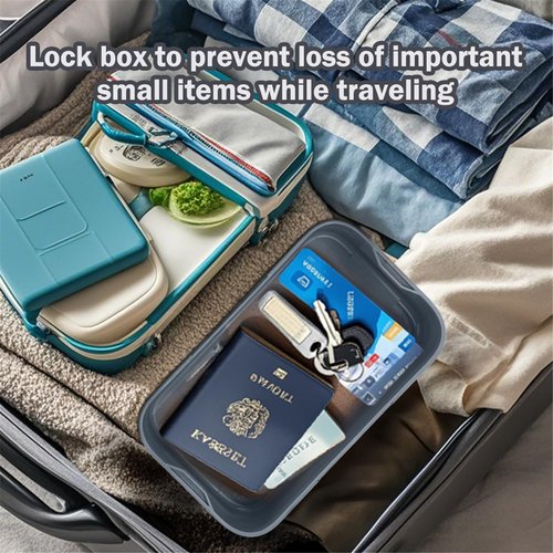 Lockable Storage Box,Small Medicine Lock Box,Food Lockbox,Medical Pill Bag Organizer,Refrigerator Snack Case Bin Container,Locked Cell Phone Jail,Personal Item Safe for Gift,Office,Travel (Navy)