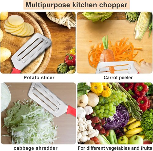 Stainless Steel Shredder Knife, Dual Blade Julienne Cutter, Stainless Steel Dual Blade Julienne Cutter, Cabbage Shredder Kitchen Grater Slicer, Suitable for Kitchen Vegetables (Blue)