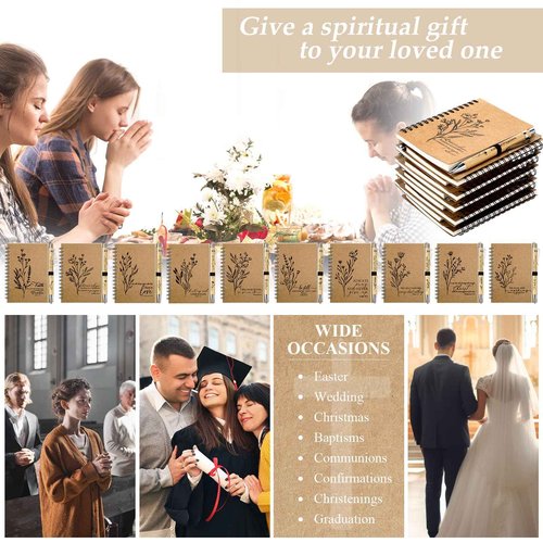 100 Pcs Christmas Bible Verse Spiral Notebook with Bamboo Thanksgiving Christian Pen Aesthetic Religious Notepad Journal Thank You Christian Gift Bulk for Pastor Sunday School Teacher (Special Style)