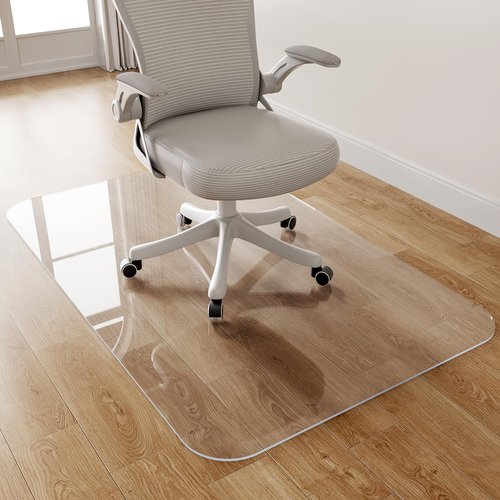 Delamu Large Office Chair Mat for Hardwood Floor, 46"×60" Office Computer & Desk Chair Mat, PVC Heavy Duty Floor Protector Mats for Rolling Chairs, Transparent