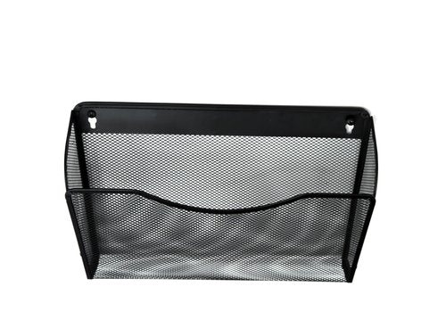 Huron Hanging Wall File Organizer Mail Sorter Document Folder Holder Clipboard Storage Organization, Black Metal Mesh