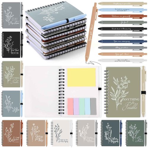 Tenceur 60 Set Employee Appreciation Gifts Bulk Inspirational Notebook Nurse Practitioner Week Motivational Pen Gifts for Coworker Nurse Rad Tech IEW Christmas (Classic Color)