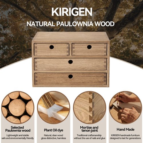 Kirigen Wood Desktop Storage Cabinet/Workspace Document Office necessity Organizer with 4 Drawers/Home,office Letter Mail Sorter with 3 levels/Hold Makeup Box (BR, 3-layer &4 drawers) Dark brown