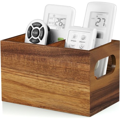 Remote Holder, Acacia Remote Organizer Caddy, TV Remote Caddy for Table, Remote Control Holder, Wooden Storage Organizer for Home decor