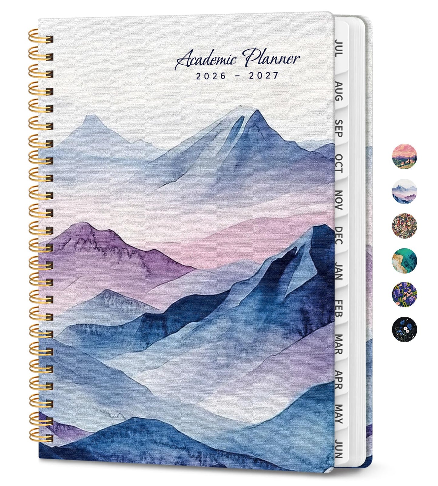 Planner 2026-2027, Monthly and Weekly Academic Planner July 2026 - June 2027, Hardcover Student Teacher Planning Agenda Calendar Book with Tabs, Perfect for Office School Supplies, A5 (6.3" x 8.5") - Distant Peaks