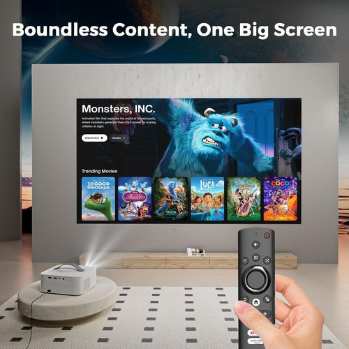 Lisowod 4K Outdoor Projector - Smart AI Moving 2.0 OS with WiFi & Bluetooth | 50W Dolby Audio, HDR10+