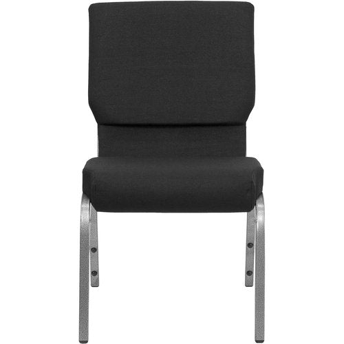 Flash Furniture HERCULES Series 18.5''W Stacking Church Chair in Black Fabric - Silver Vein Frame