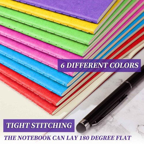 Thenshop 30 Pcs A5 Kraft Notebooks Blank Journal Bulk Unlined Paper Sketchbooks Composition Notebooks 60 Pages 8.3 x 5.5 Inch for Students Office School Back to School Supplies(Bright Color)