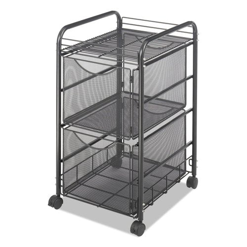 Safco Onyx Rolling Cart with 2 File Drawers, Fits Letter-Size Hanging Folders, Durable Steel Mesh Construction, Black