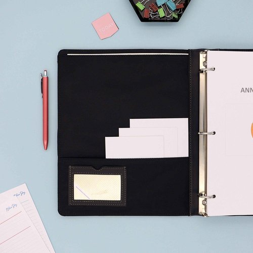 Blue Sky ProView Legacy Black 3 Ring Binder, Letter Size, 1", Textured Faux Leather Cover, Built-in Pockets, Holds 175 Sheets, 6-Pack (10504-C)