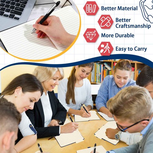 Qeeenar 15 Pack Journal Notebook Bulk A5 Hardcover Notebook Classic Journal Set with Pen Holder with 15 Pcs Pens for School Business Work Travel Writing (Black)