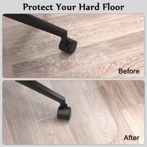 Blvornl Office Chair Mat for Hard Wood Floor, Sturdy Plastic Protector Floor Mat for Office Chair, Rectangle Transparent PVC Computer Hard Floor Chair Mat for Desk, Office, Home (Clear, 48 X 60in)