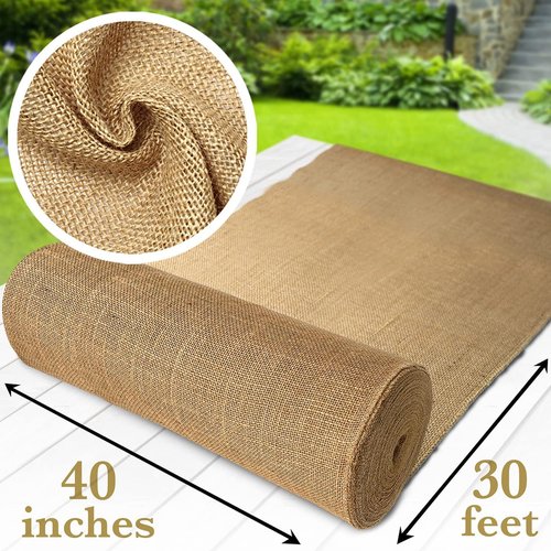 Burloptuous Gardening Burlap Roll - 40" x 30 Feet Natural Jute Fabric for Rustic Décor & Centerpieces