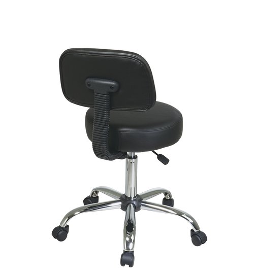 Work Smart Office Star Drafting Chair with Padded Seat, Pneumatic Height Adjustment and Heavy Duty Chrome Base, Black Vinyl