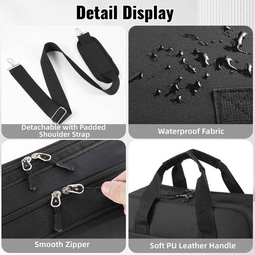 Quoyiyo Zipper Binder 3 Ring with Shoulder Strap, 2 Inch O-Rings, 500-Sheet Capacity, Binder Bag with Expanding File Folder & Multi-Pockets, Trapper keeper fits for 13 Inch Laptop (Black)