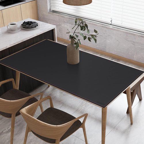 ZORESYN 59.1"x27.6" Leather Desk Pad Protector, Large Mouse Pad, Executive Computer Office Desk Mat, Non-Slip PU Leather Desk Blotter, Waterproof Desk Writing Pad for Office and Home (Black)