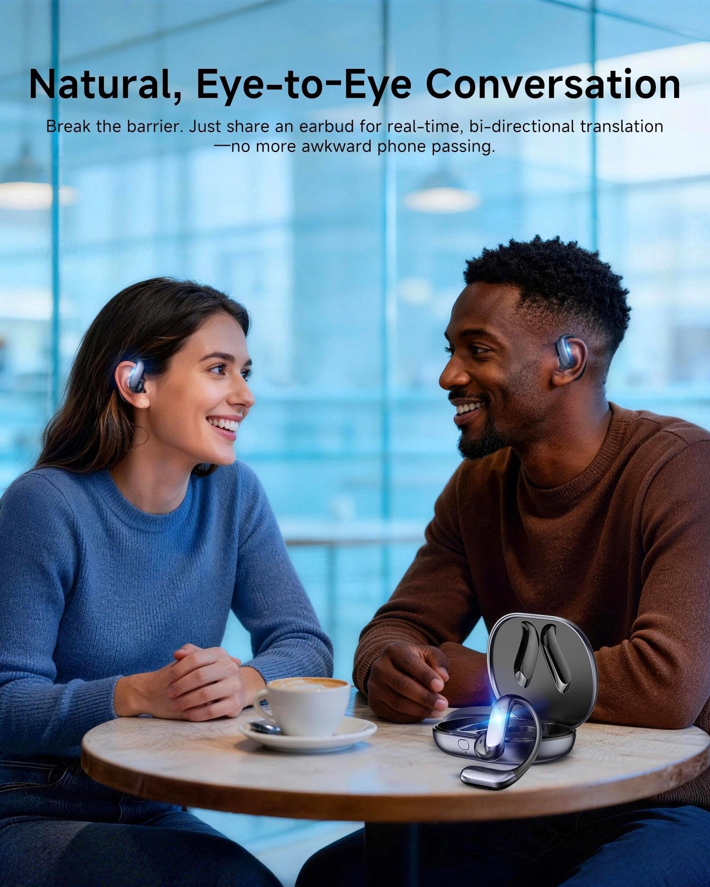 SONQI AI Translation Earbuds: 170 Languages & 0.45s Instant Real-Time Translator, Smart AI Headphones with Meeting Notes & Transcription, Bluetooth 6.0 & ENC