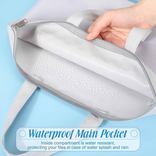 Zhehao 16 Pcs Student Book Pouches with Handle Waterproof Document Bag Sew Project Bag for Quilting Mesh Zipper Pouch File Artwork Storage Organize for A4 Files, 14 x 11 Inch