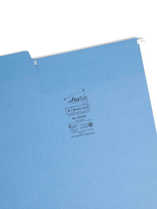 Smead FasTab Hanging File Folder Letter Size, Blue 20 per Box and Red 20 per Box