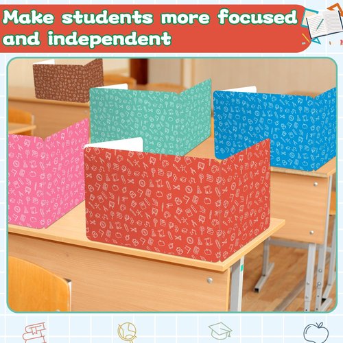 gisgfim 24 Pack Privacy Shields for Student in 12 Vibrant Colors Desk Dividers Durable Privacy Folders Testing Divider Shield Study Boards Panel Partition for Classroom Teacher Back to School Supplies