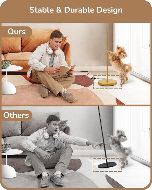 EDISHINE Floor Lamp - 63.7in Minimalist Standing Light with Foot Pedal Switch | 3 Color Temperatures, Gold