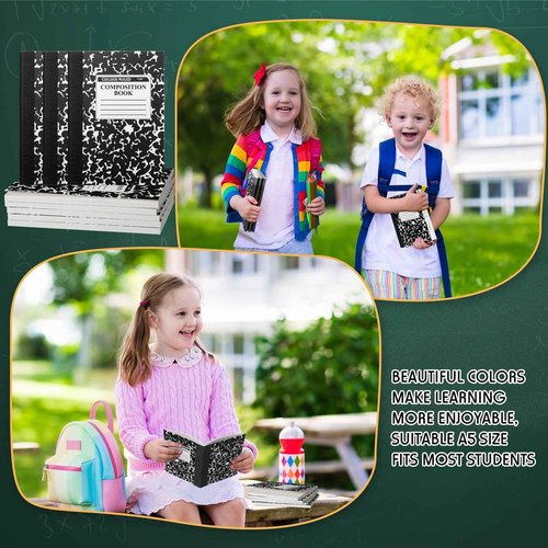 Resurhang 100 Pcs Mini Composition Notebook Bulk 100 Pages/50 Sheets Cute Pocket Composition Note Pad Small Marble Journal Notebooks College Ruled for Student Classroom Office Supplies(Black)