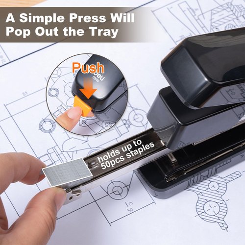 Heavy Duty Deskstop Stapler, 55 Sheet Capacity Jam Free, One Finger Touch Stapling Ergonomic Office Staplers for Office, Home, Classroom, Booklet, Book Binding