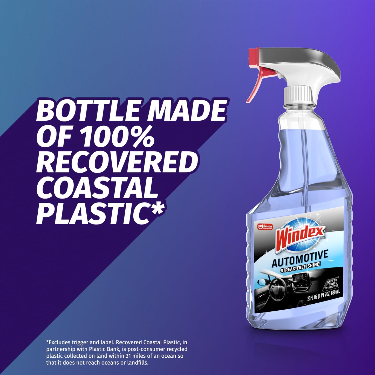 Windex Automotive Car Window and Glass Cleaner, Streak-Free Shine for Car Glass Exteriors, Tinted Windows, and Interior Electronics, 23 fl oz