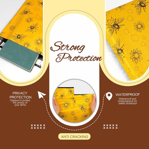 Bees Poly Mailer - Waterproof 10x13 Inch Shipping Bags | 100 Pcs Tear-Resistant Self-Seal Mailing Bags
