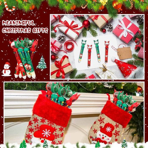 Queekay 36 Pcs 10 in 1 Multicolor Ballpoint Pens - Retractable Christmas Pens for Office, School, Children(Santa Style)