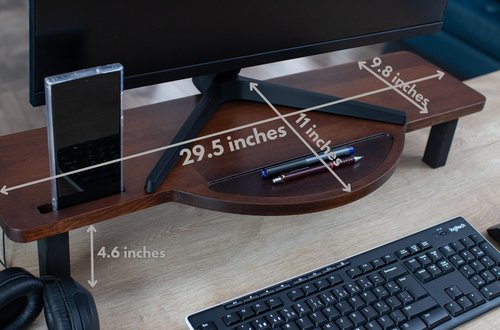 Eco-Friendly Solid Wood Laptop Stand for Home and Office - Natural Wood Computer Riser, Desk Organizer, Monitor Stand - 29.5 Inches