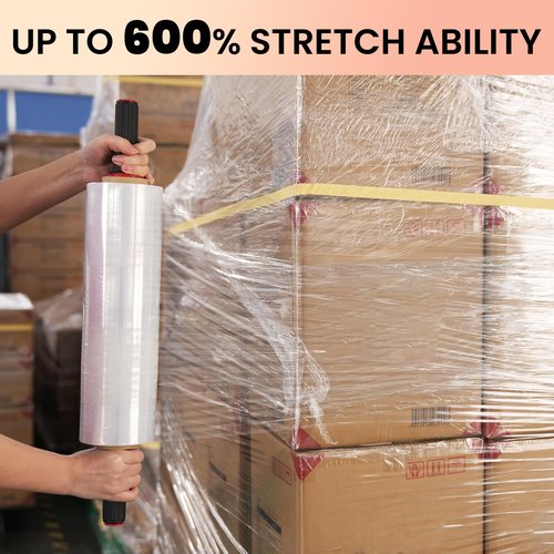 TAPEBEAR 4 Rolls Stretch Wrap Heavy Duty 15" x 1000 Ft, 80 Gauge Industrial Strength Shrink Wrap, High Performance Clear Plastic Wrap Self-Adhering for Furniture Moving, Luggage Packing, Pallet Wrap